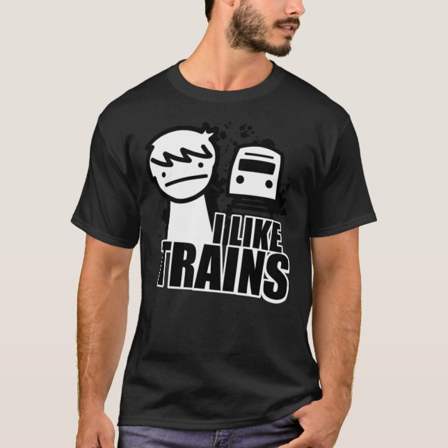 Camiseta ASDF T-Shirt I Like Trains  Essential T-Shirt (Frente)