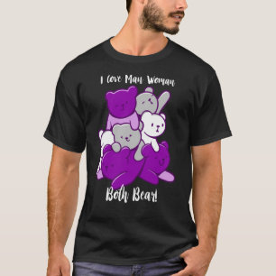 Camiseta Asexual Eu Adoro Homem Mulher Ambos Urso Asexualid