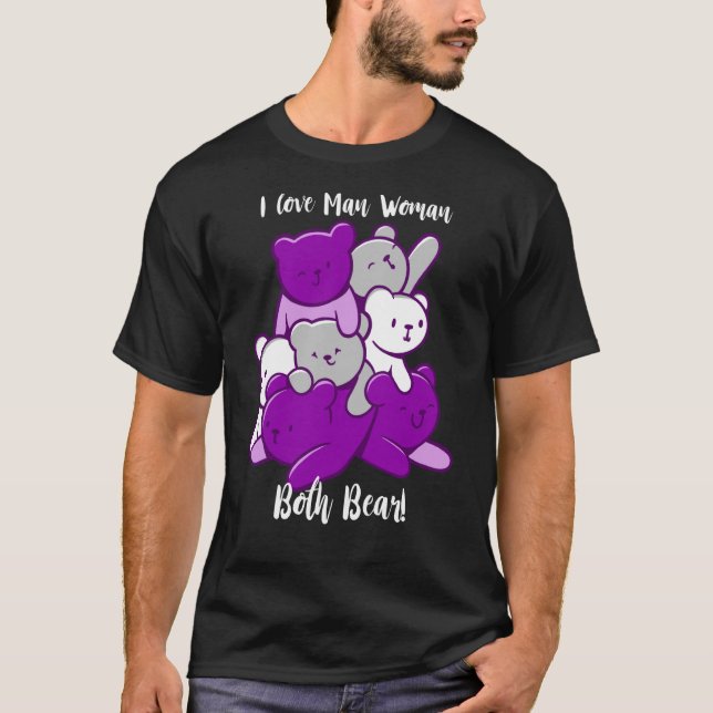 Camiseta Asexual Eu Adoro Homem Mulher Ambos Urso Asexualid (Frente)