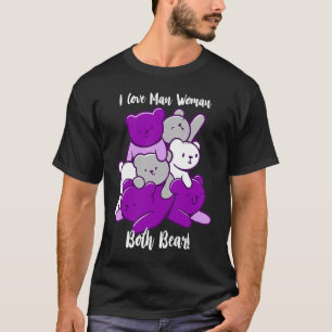 Camiseta Asexual Eu Adoro Homem Mulher Ambos Urso Asexualid