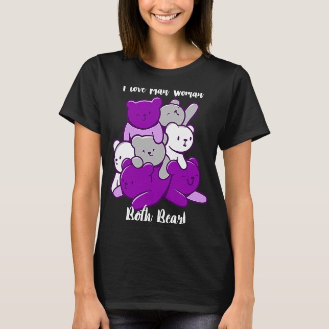 Camiseta Asexual Eu Adoro Homem Mulher Ambos Urso Asexualid (Frente)