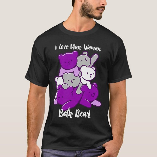 Camiseta Asexual Eu Adoro Homem Mulher Ambos Urso Asexualid (Frente)