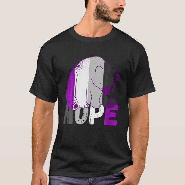 Camiseta Asexual Flag Nope Speeping Bear Ace Asexual LGBQA (Frente)