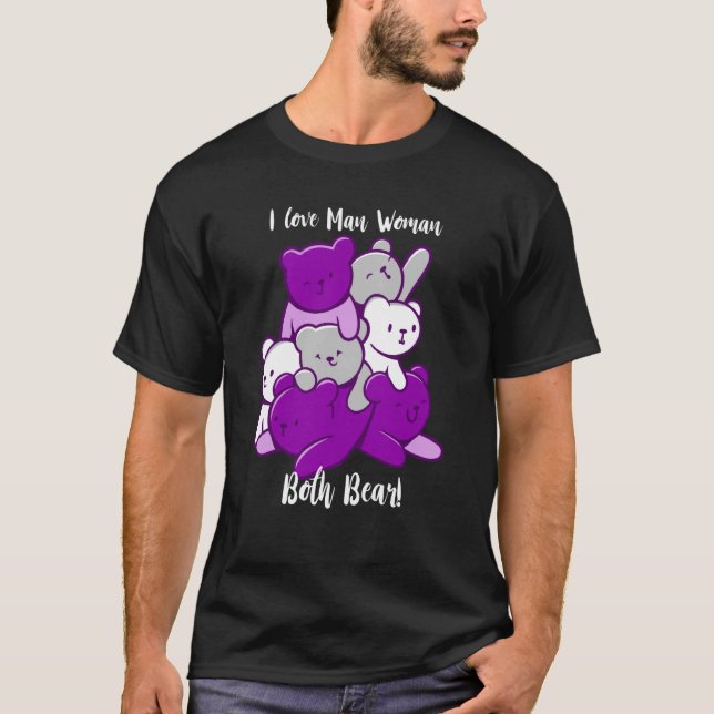 Camiseta Asexual I Love Man Woman Both Bear Asexuality Ace  (Frente)