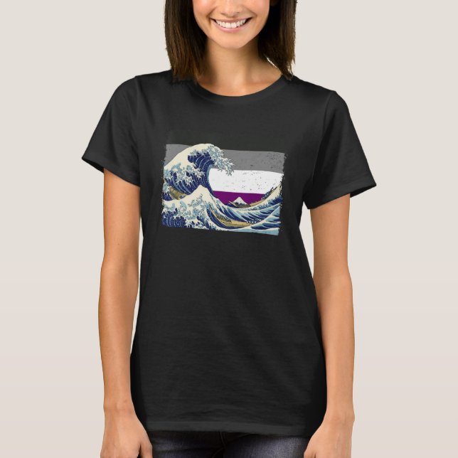 Camiseta Asexual Pride Ace Flag Great Wave off Kanagawa Sub (Frente)
