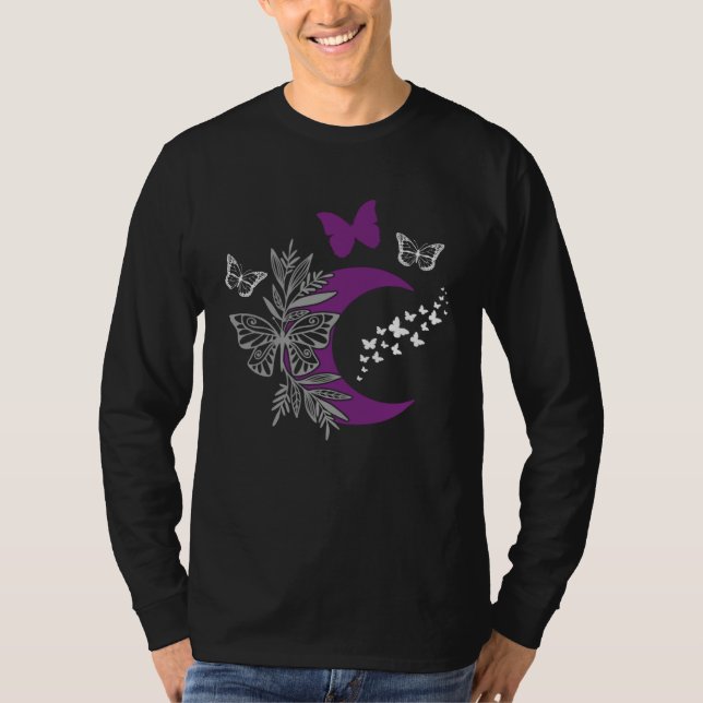 Camiseta Asexual Pride Ace LGBTQ Butterfly Moon LGBT Gay Pr (Frente)