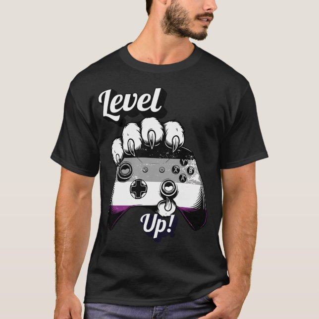 Camiseta Asexual Pride Level Up Tiger Paw Controller Shirt (Frente)