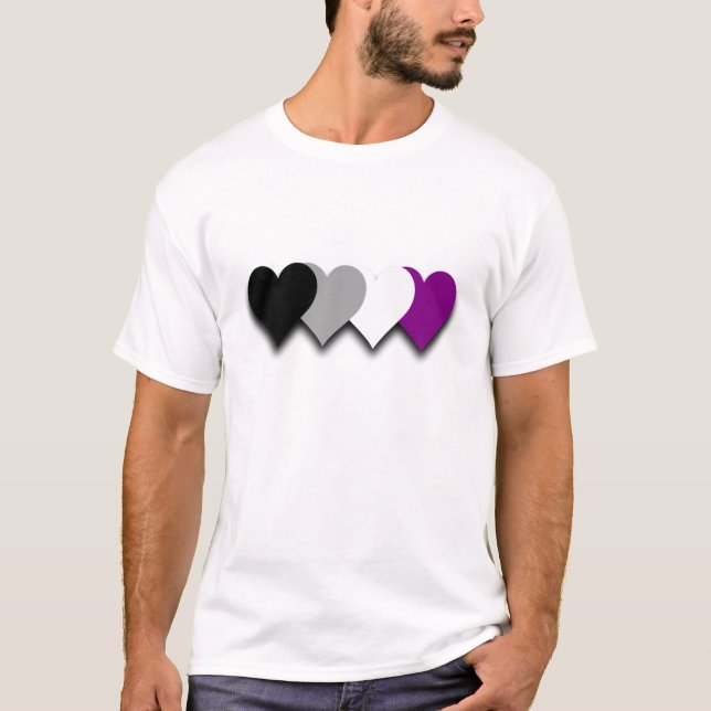 Camiseta Asexuality pride hearts T-shirt (Frente)