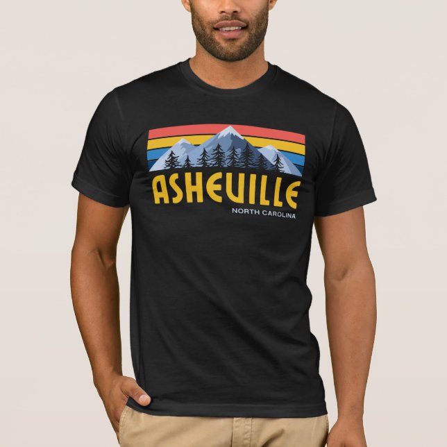 Camiseta Asheville Montanhas Retro Vintage T-Shirt (Frente)