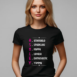 Camiseta Ashley Acronym Design para personalização divertid