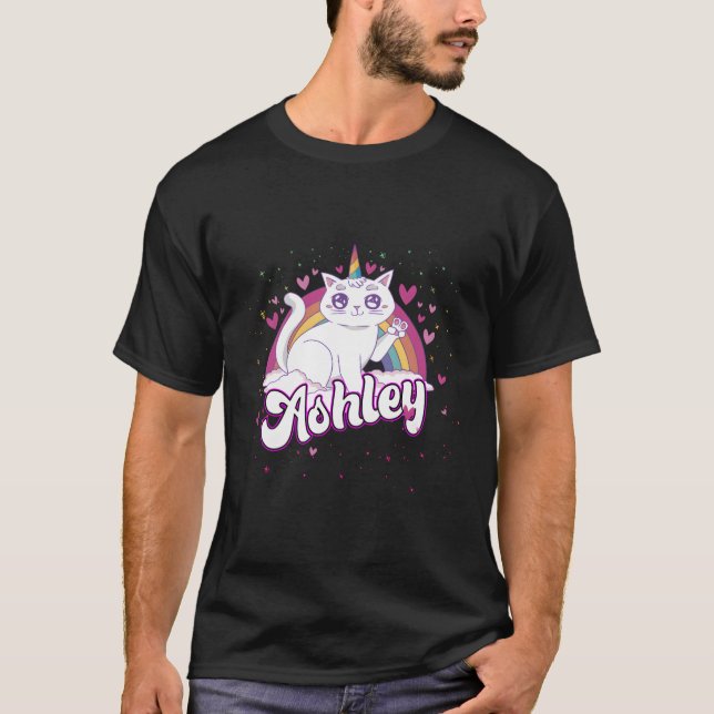 Camiseta Ashley Adorable Name Com Linda Caticorn (Frente)