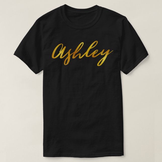 Camiseta Ashley Name Hand Lettering in Faux Dourada Letters (Frente do Design)