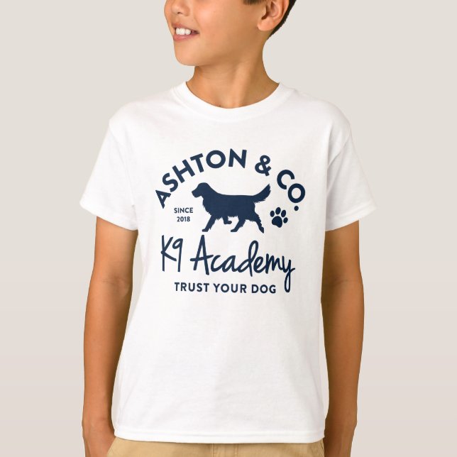 Camiseta Ashton & Co. K9 Academy 1c Logo Kids' (Frente)