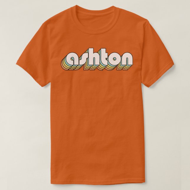 Camiseta Ashton Retro Rainbow Tipografia Estilo Desvanecido (Frente do Design)