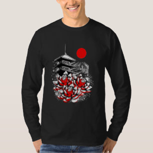 Camiseta Asia Lotus Flower Koi Japão Temple Geisha Japonês