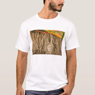Camiseta Ásia, Tailândia, Sião, Buda em sulcos de árvore em
