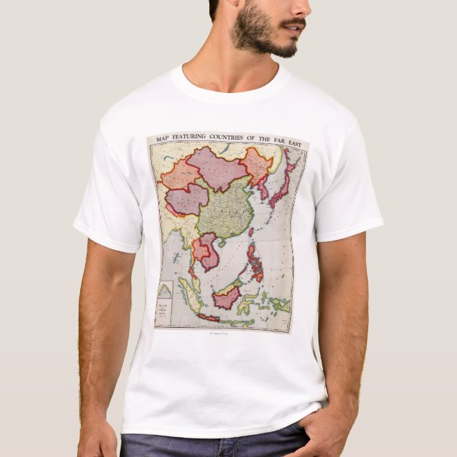 Camiseta AsiaPanoramic do leste MapEast Ásia (Frente)