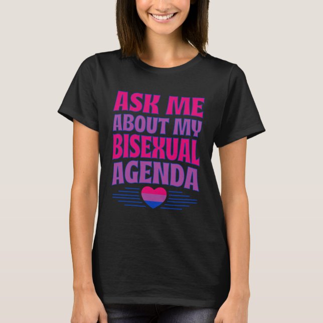 Camiseta Ask Me About My Bisexual Agenda Heart Bi Pride Aes (Frente)