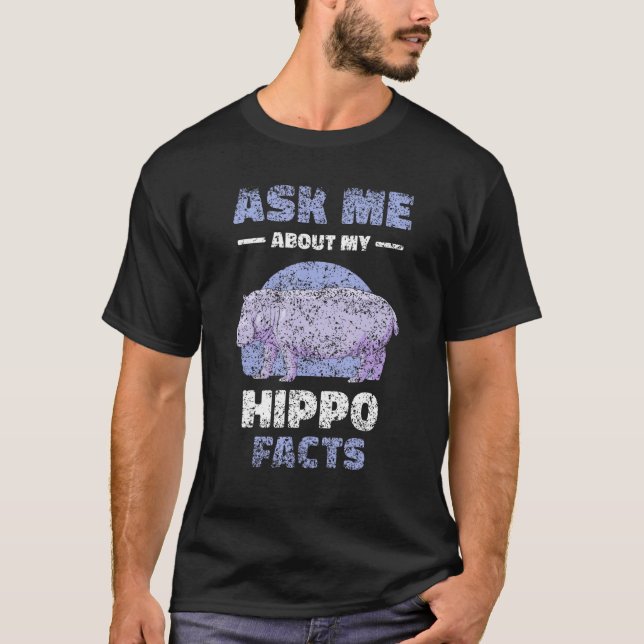 Camiseta Ask Me About My Hippo Facts Hippopotamus Saying Hi (Frente)