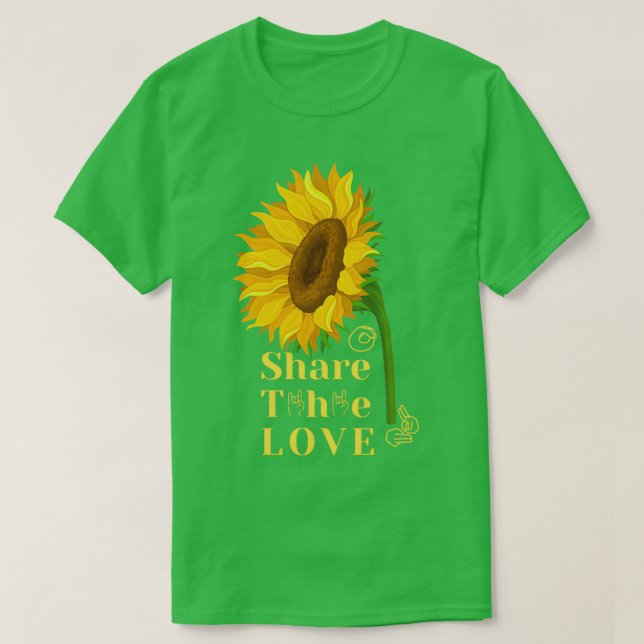 Camiseta ASL American Sunflower Share the Love (Frente do Design)