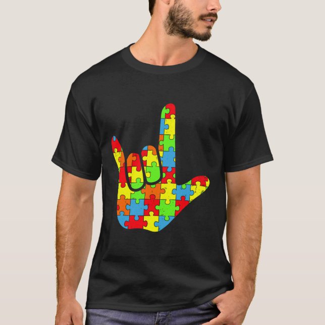 Camiseta Asl Amor Linguagem de Sinais Autismo Conscientizaç (Frente)