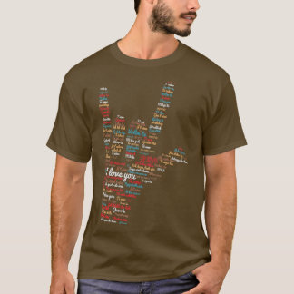 Camiseta ASL Eu te amo em diferentes idiomas design ASL L