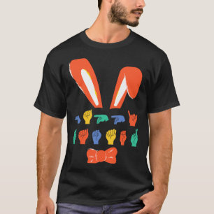 Camiseta Asl feliz páscoa doces linguagem de sinais ovos mu