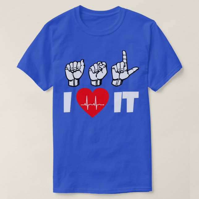 Camiseta ASL I Love It text with Sign Language black and wh (Frente do Design)