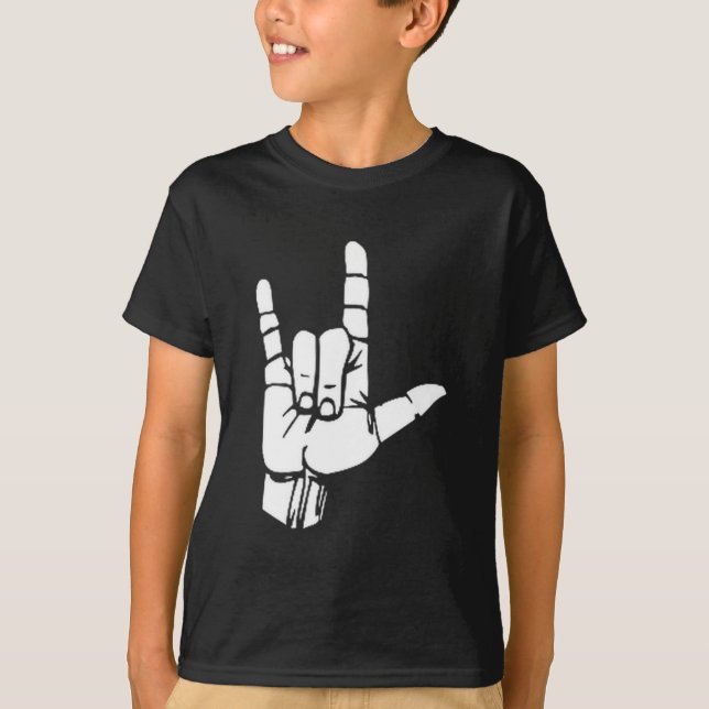 Camiseta Asl I Love You Gift American Sign Language Tee Pre (Frente)