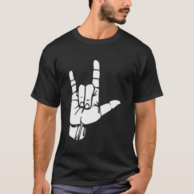 Camiseta Asl I Love You Gift American Sign Language Tee Pre (Frente)
