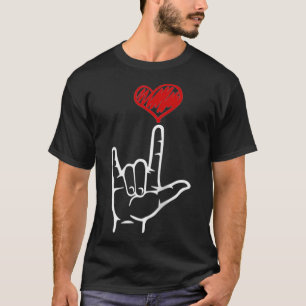 Camiseta ASL I Love You Hand Heart American Sign Language