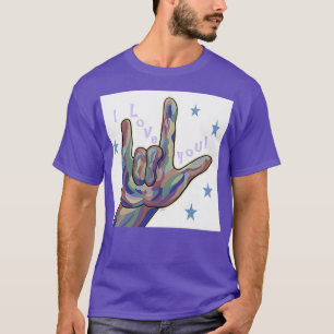 Camiseta ASL I Love You in Denim and Camouflage Colors