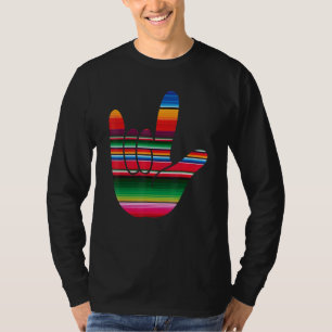 Camiseta Asl I Love You Serape Sinal Language Cinco De Mayo