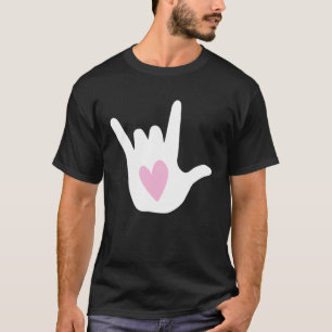 Camiseta ASL I Love You Sign Language Hand Symbol with Pink