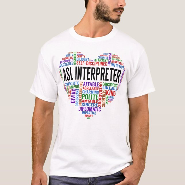 Camiseta Asl Interpreter Heart (Frente)