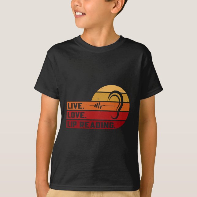 Camiseta ASL Live Love Lip Lading Sign Language (Linguagem  (Frente)