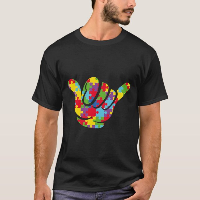 Camiseta ASL Love Quebra-cabeça Sign Language Awarenes (Frente)