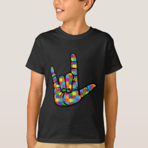 Camiseta ASL Love Sign Language Autism Awarsm Suporte 3