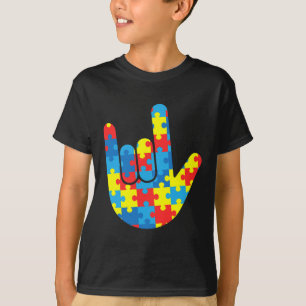 Camiseta ASL Love Sign Language Autismo Dar Consciência