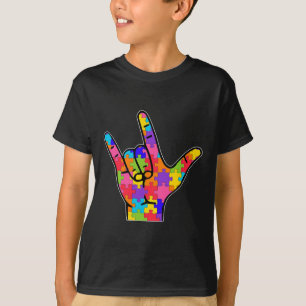 Camiseta ASL Love Sign Language Autismo Dar Consciência