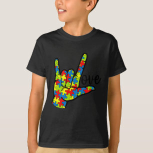 Camiseta ASL Love Sign Language Autismo Dar Consciência