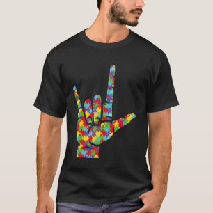 Camiseta ASL Love Sign Language Autismo Sensibilização
