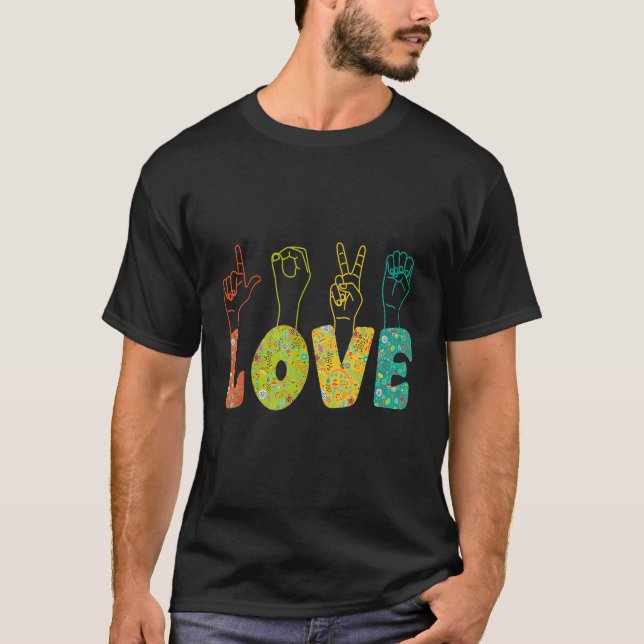Camiseta ASL Sign Language I Loves You American Sign Langua (Frente)