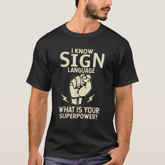 Camiseta asl tee deaf tee deaf image american sign language (Frente)