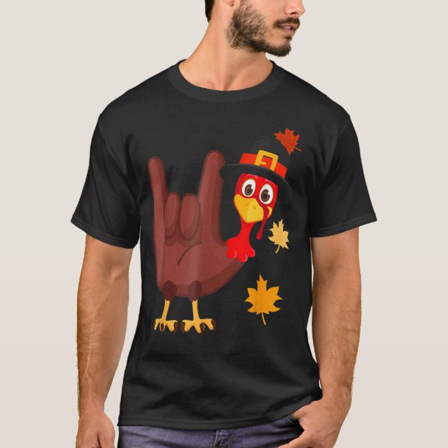 Camiseta ASL Turquia - Linguagem Americana de Sinais Eu Te  (Frente)