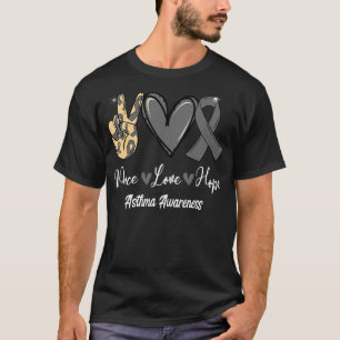 Camiseta Asma Consciência Paz Amor Cinza Esperança Fita