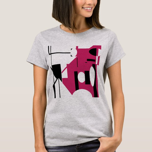 Camiseta Aspecto Burgundy Black Geométrico Abstrato MCM (Frente)