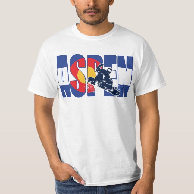 Camiseta Aspen Colorado e Snowboarder (Frente)