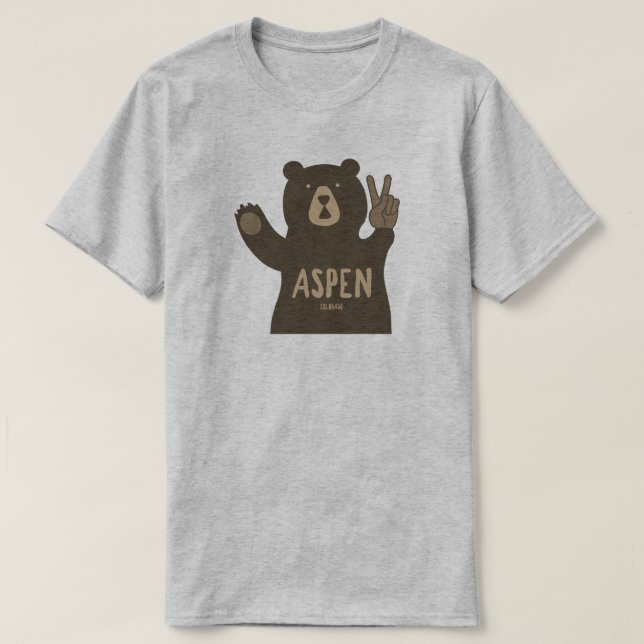Camiseta Aspen Colorado Peace Bear (Frente do Design)