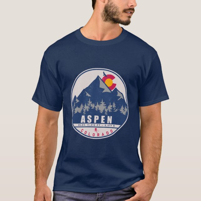 Camiseta Aspen Colorado Retro Sunset Souvenirs 80s (Frente)